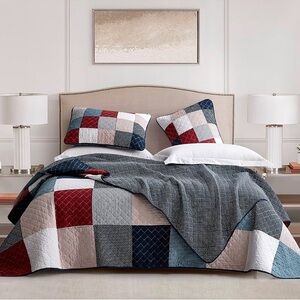 100% cotton king 3 piece quilt set